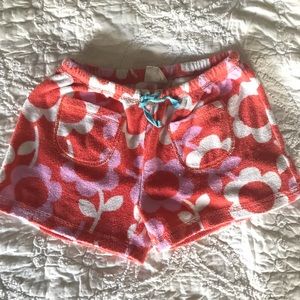 Mini Boden Girls Toweling Shorts (pink/orange)